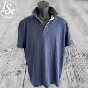 TOAD&CO Men's Org. Cotton TEMPO Short Sleeve Polo Shirt SLIM FIT SIZE LARGE EUC